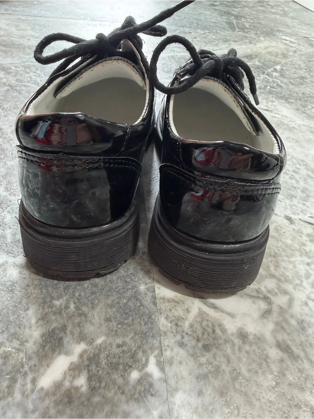 SHEIN Black Patent Lace-Up Kids Dress Shoes